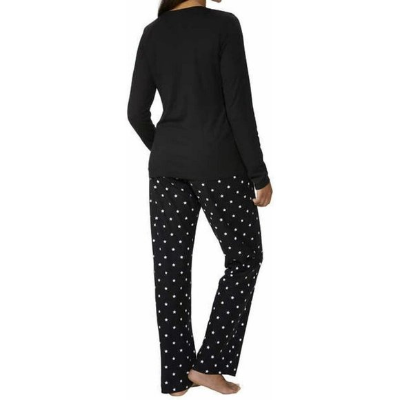 Calvin Klein Womens Long Sleeve Pant Set Logo Size Small Black/White - Picture 2 of 4